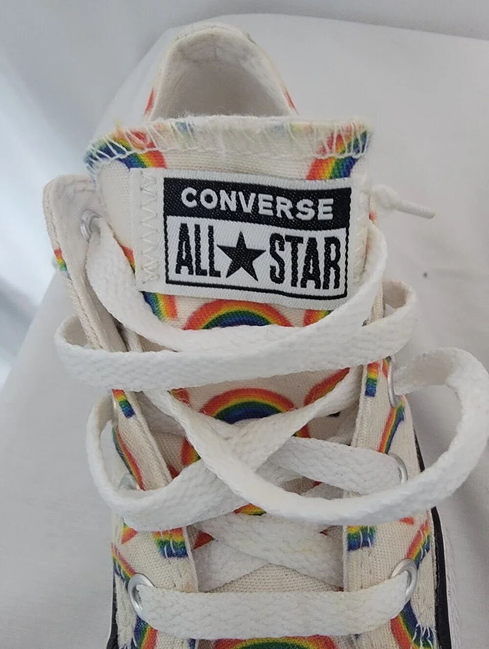 Kids Rainbow Converse Lace-Up Sneakers - White